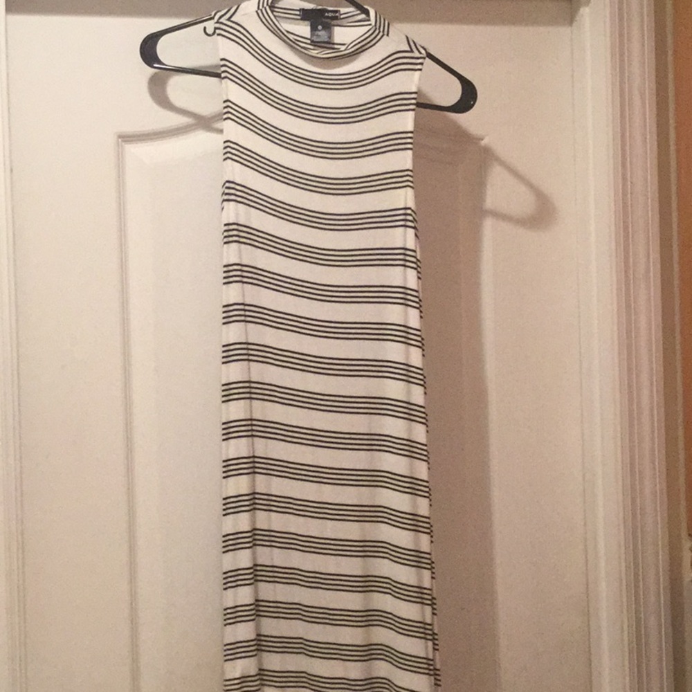 Cream and black ribbed stripe dress